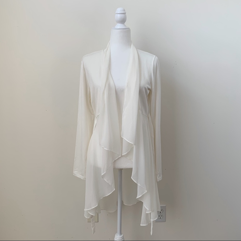 Logo Lounge White Flowy Semi Sheer Cardigan